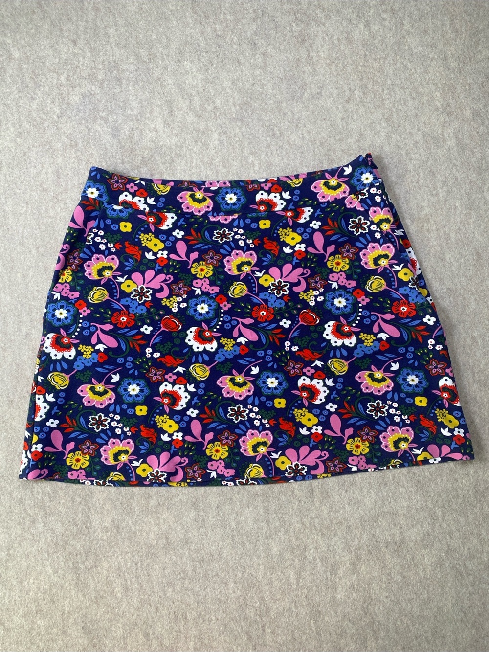 Boden Floral Jersey A-Line Mini Skirt Navy Multicolor 10L Long R0158
